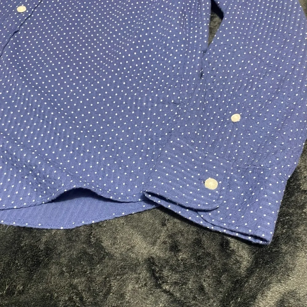 J. Crew Blue Casual Button Down Shirt with Geometric Pattern